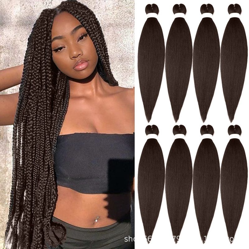 Pre-Stretched Braiding Hair Extensions, Yaki Straight Synthetic Hair Bundles for Braids, Crochet & Twist Styles, Heat Resistant Fiber, Natural Black Color, Easy to Braid, Long Lasting for Daily & Party Use