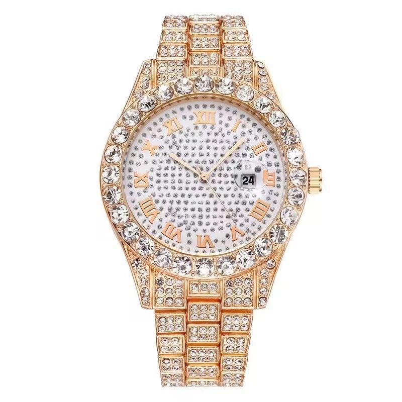 Large dial watch men's watch Roman scale steel strip men's watch Starry Sky business leisure calendar quartz watch