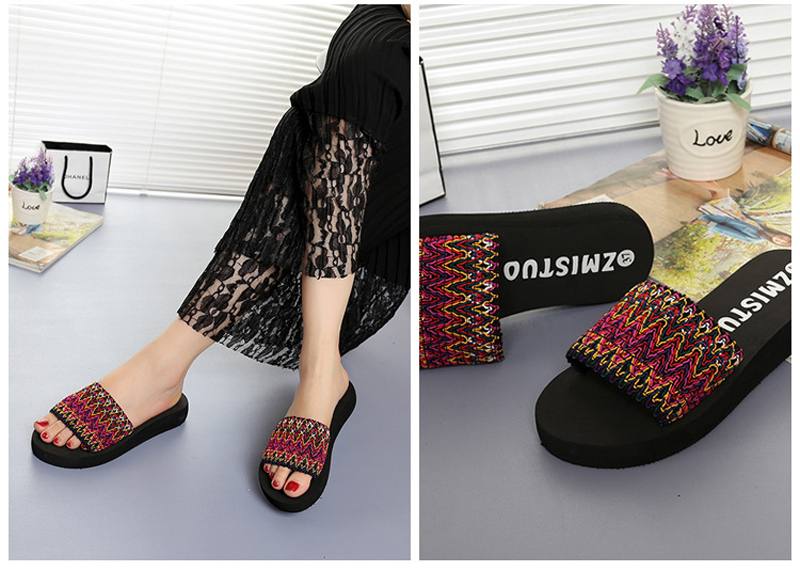 OWL　Fashion slippers sandals with a female muffin slope with Home Furnishing thick non slip bottom summer beach shoes wholesale