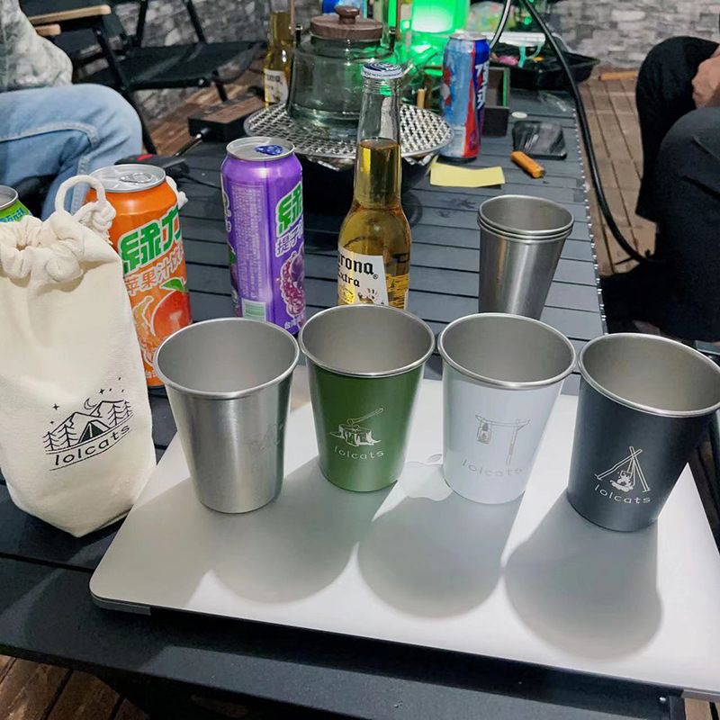 Xiaomi - style 304 stainless - steel camping coffee and beer cup set, travel - portable, suitable for camping, with a drop - resistant water cup