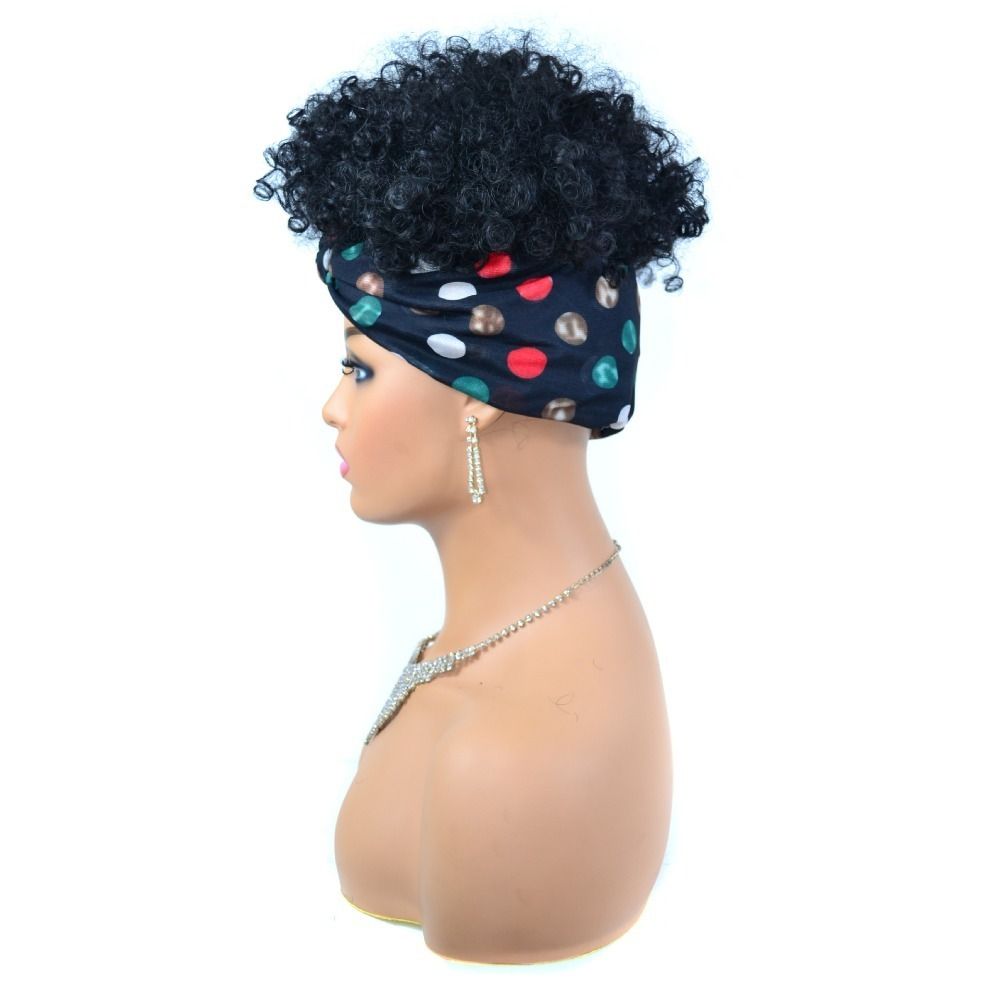 TopKiss Long Wavy Wig with Colorful Polka Dot Headband for Women, Half Head Hairpiece Local