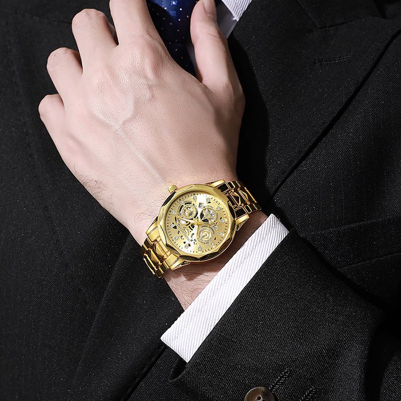 Waterproof luminous business fully automatic quartz relief hollow men's watch CRRSHOP noctilucent commercial affairs men wrist watch free shipping