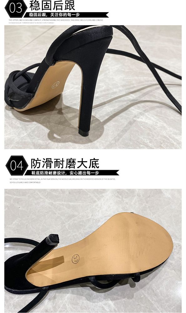 Summer new open toe women stiletto sandals 43 size lace-up women's shoes YB26