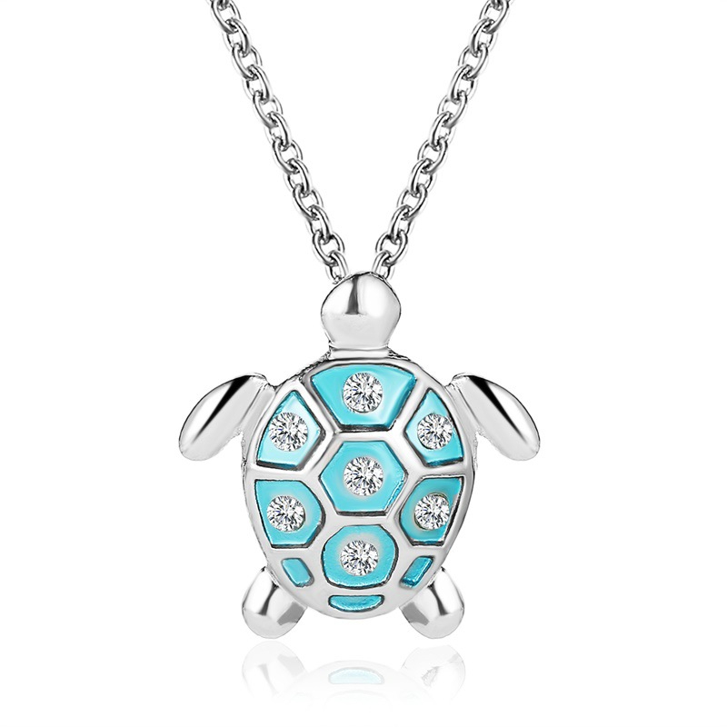Cross-border hot jewelry temperament and hundred match diamond set turtle necklace necklace simple cute small turtle pendant collarbone chain
