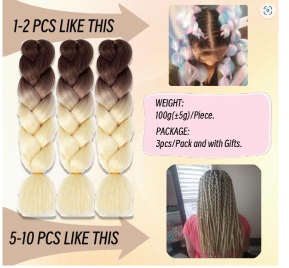 Obaasima Strands OS Ombre Braiding Hair 82" BY39 For Braid And Rasta / Brown / Blonde
