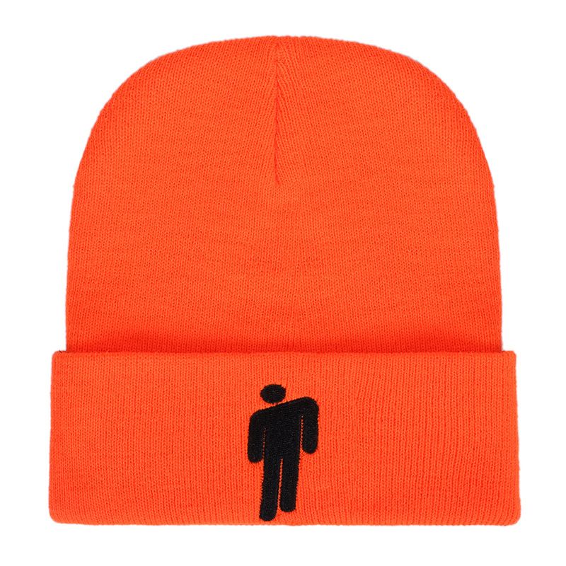 New Creative Autumn and Winter Billie Eilish Knitted Hat Pullover hip-hop Hat Woolen HatOrange