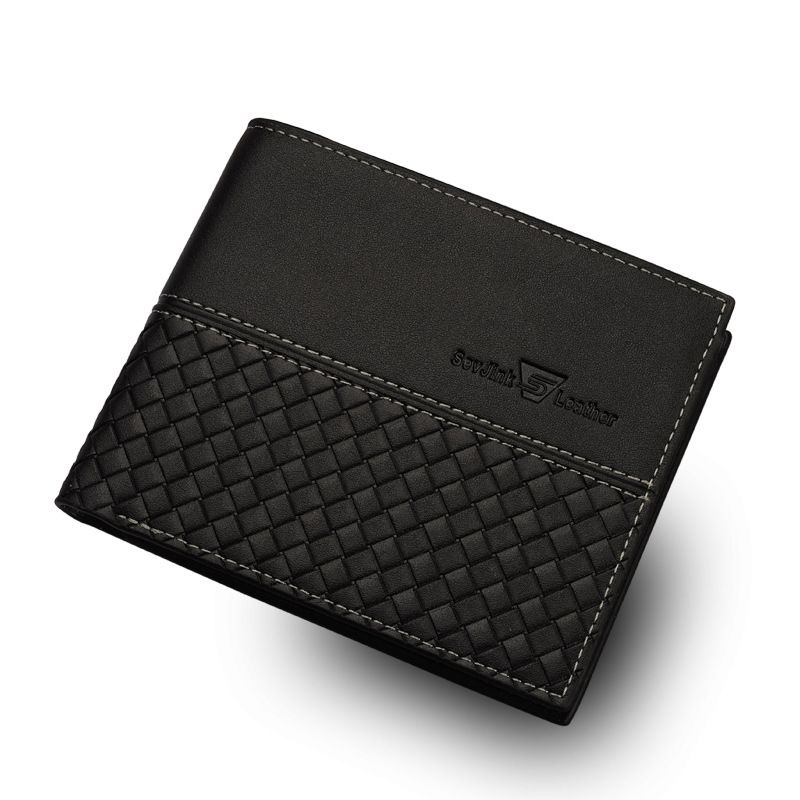 738 Men's Short Solid Color Wallet Striped Durable Wallet