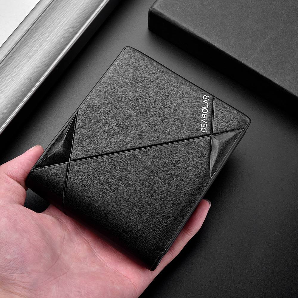 K3216 Men's New Short Wallet Solid Color Zipper Wallet
