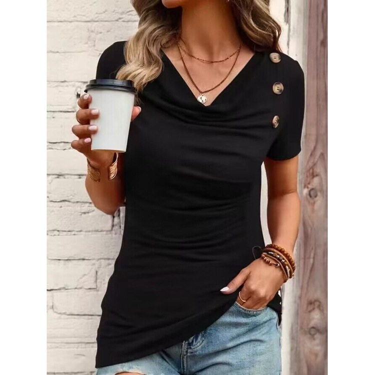 00126 Women's V-neck Short Sleeve Slim T-Shirt