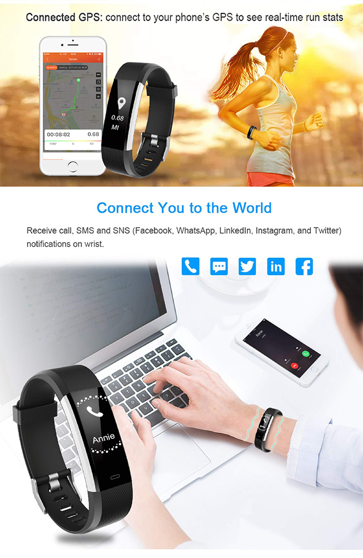 Fitness Tracker Smart Band, Waterproof Activity Tracker Watch with Heart Rate, Smart Bracelet with Step Counter