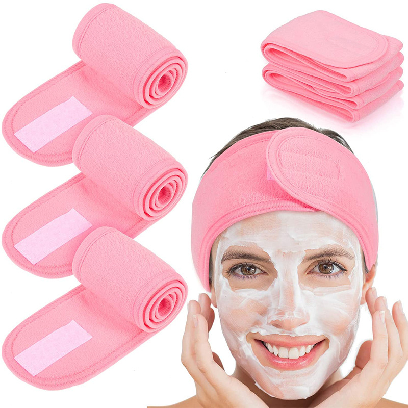 Elastic Adjustable Terry Cloth Spa Headband Stretch Towel Washable Facial Band Makeup Headband for Women