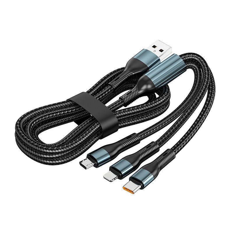 120W Charging Cable Data Cable Three-in-One Tpyec Super Fast Charge Vehicle-Mounted One-to-Three3in1 cable