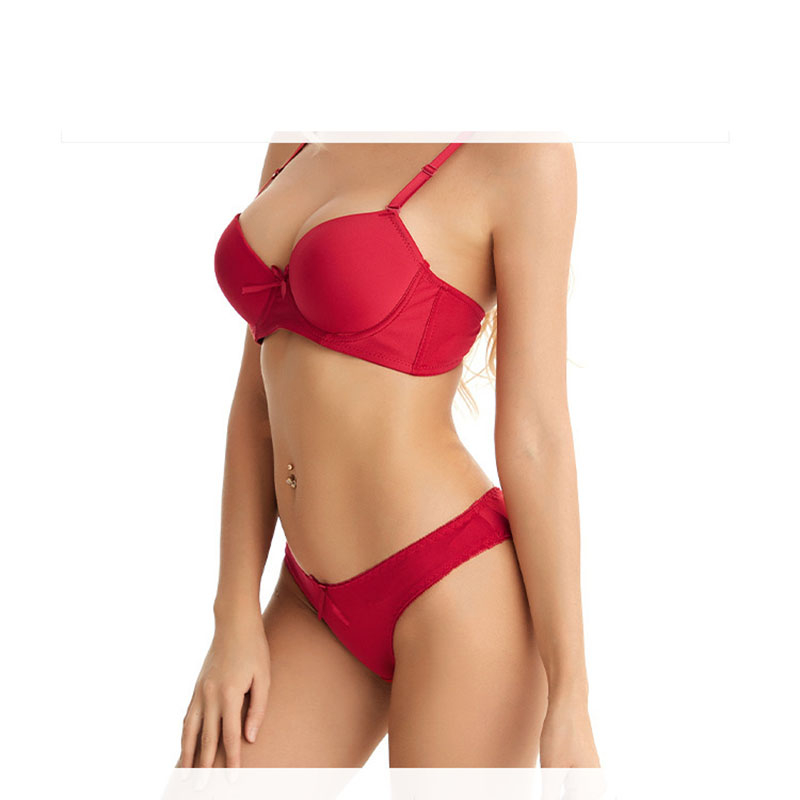 KA2127 women's cute bow bra panty set seamless girl lingerie push up bra thin bra sexy gathering bra steel ring women's lingerie set
