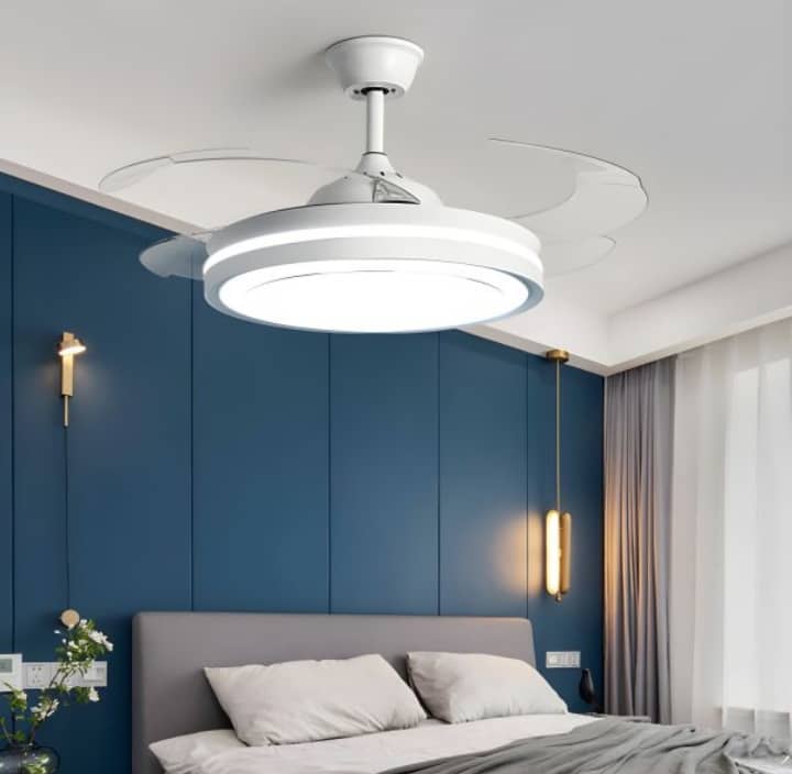 Modern white fun light with retractable blade with remote control