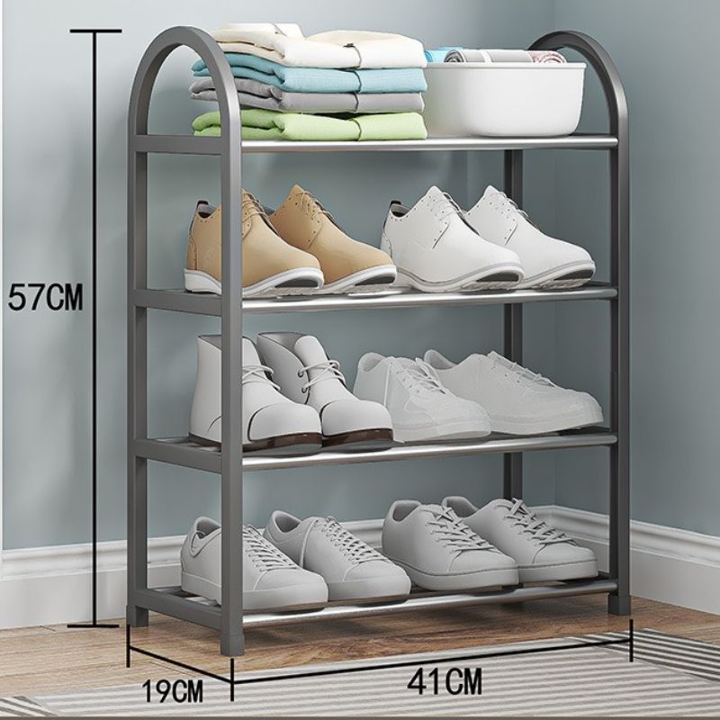 41*19*57 cm Multi layer steel pipe shoe rack CRRSHOP Small shoe rack and shoe cabinet Storage rack black pink blue grey white shoe rackgrey