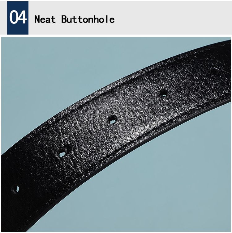Men's Fashion Business Alloy Smooth Buckle Belt Casual Youth Genuine Leather Belt