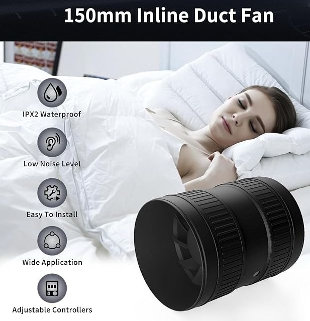 Powerful 4 Inch Inline Booster Duct Fan with Speed Controller - 130 CF4/BF4 Airflow