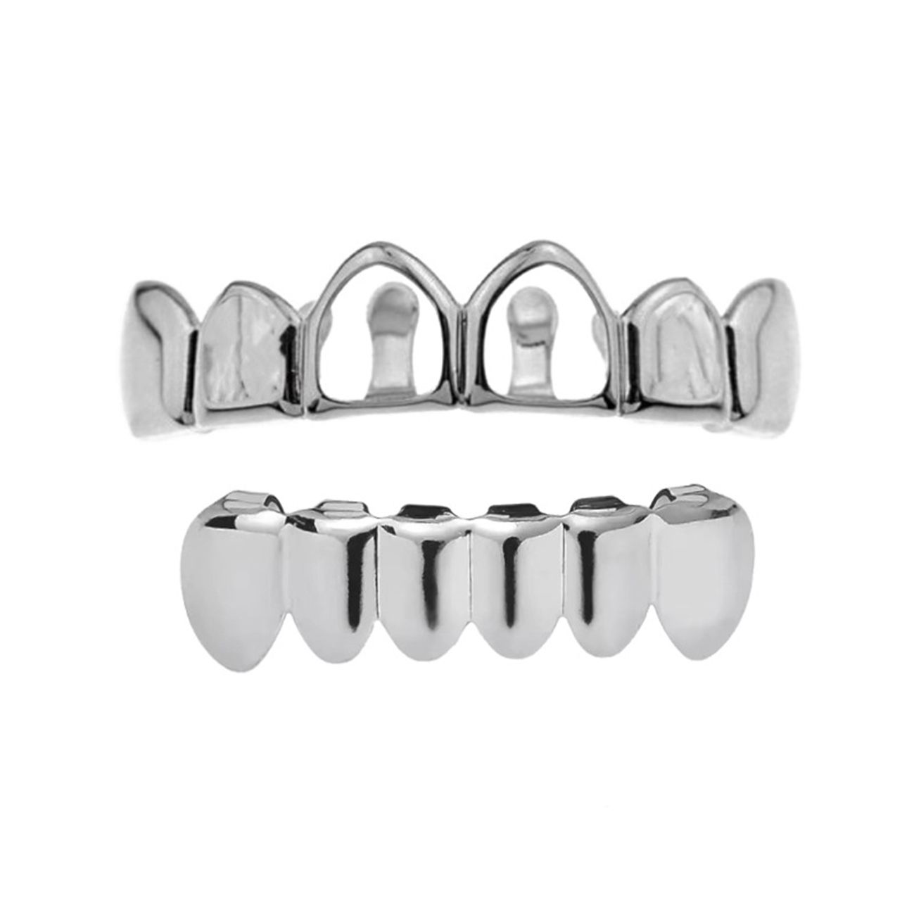 Sleek Silver Grillz Set silver teeth silver griilz hip-hop grillz