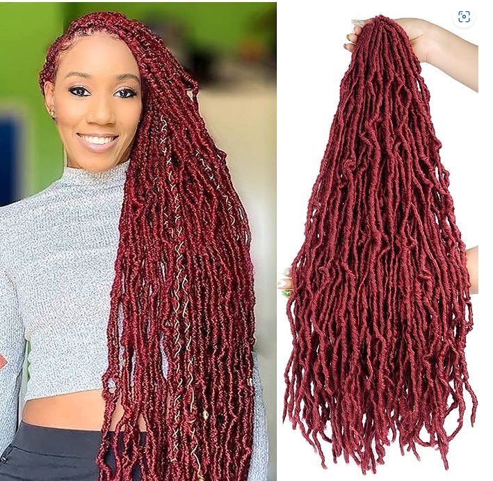 Obaasima Strands Faux Locs Crochet Braids Hair Pre Looped Soft Dreadlocks Braiding Hair  Faux Locs Pack- Soft Locs Crochet Hair WINE (TBUG#)