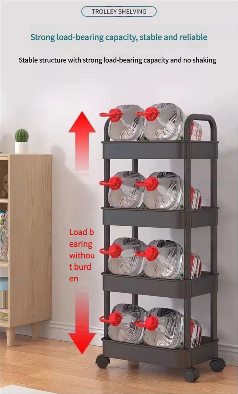 Small cart storage rack, kitchen bedroom floor standing multi-layer snack rack, household movable storage rack, daily necessities