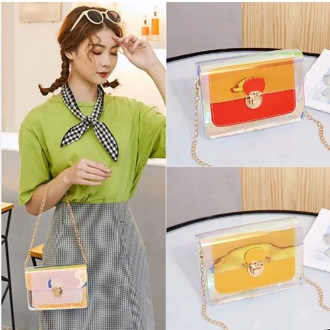 2024 Summer Female Sequins Laser Color Zip Lock Mobile phone Coin Purse Crossbody Pu Small Square Bag