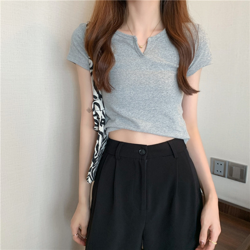 165 Women's Design Sense Slim Casual T-shirt Short Sleeves