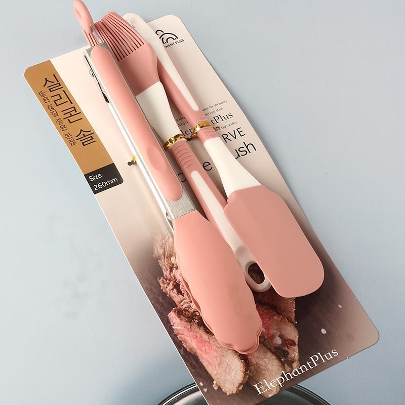 Korean silicone oil brush scraper set high temperature resistant silicone clips food clips baking tools non-stick special spatula
