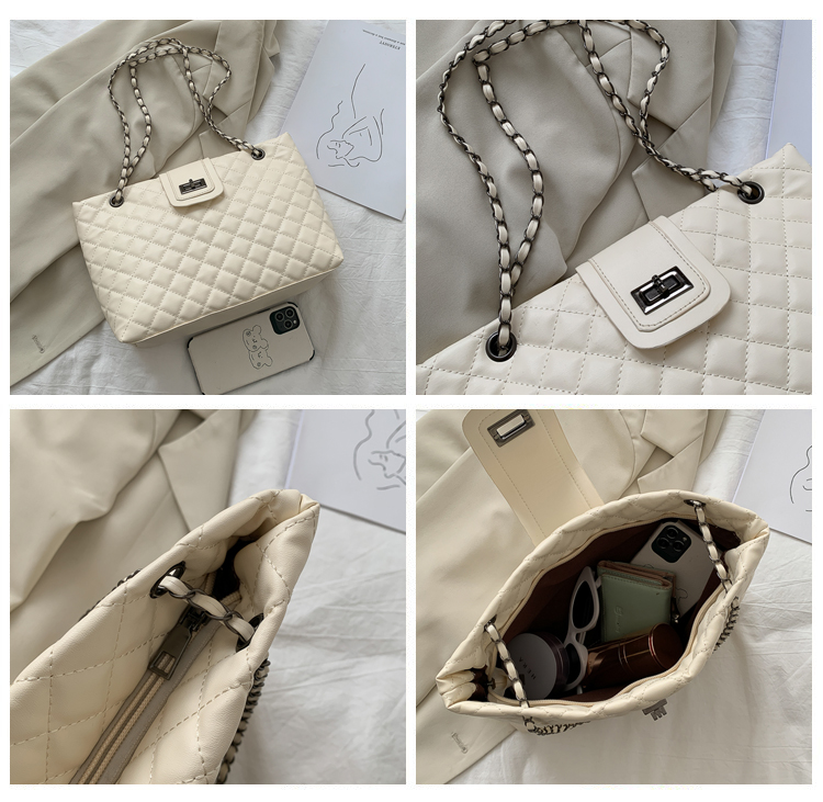 Large Capacity Women Shoulder Bag Lady Tote Chain Plaid Women Handbag
