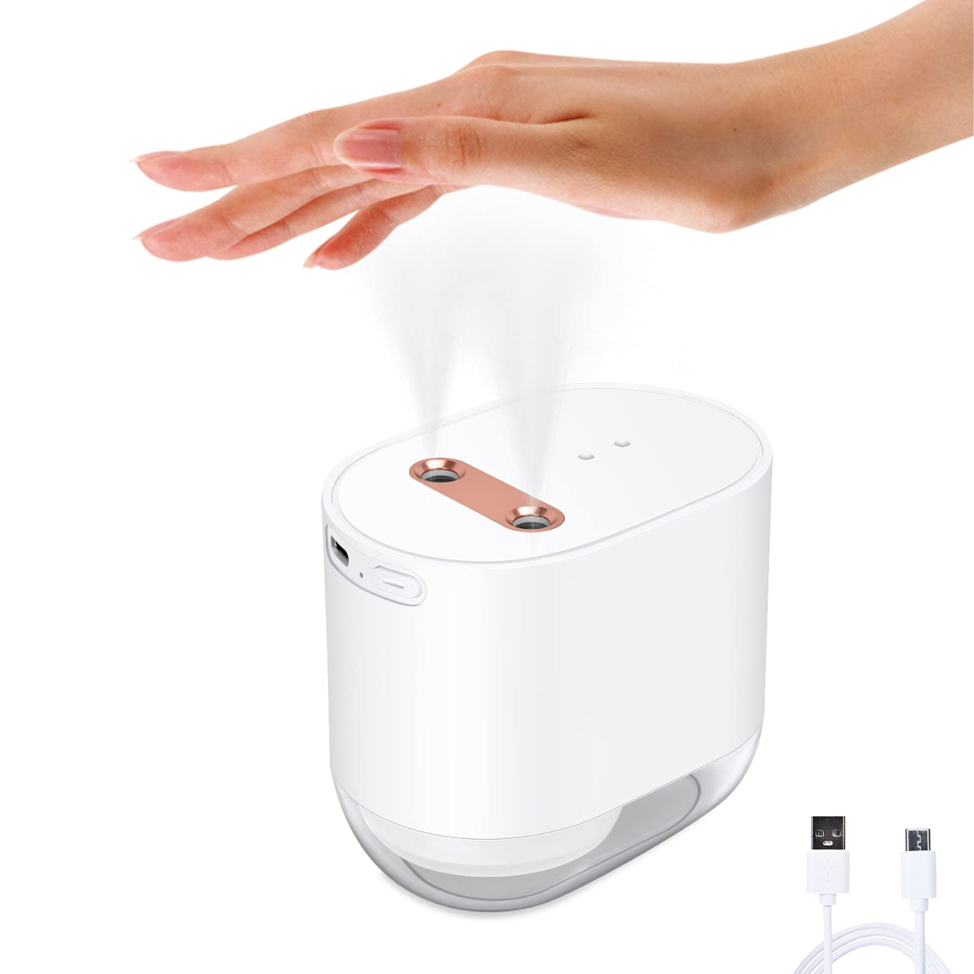 U6 Double Hole Automatic Alcohol Dispenser, 100ml/7.2oz Touchless Hand Sanitizer Dispenser USB Rechargeable, Motion Sensor Nano Mist Sprayer, Portable Sterilizer for Home Office