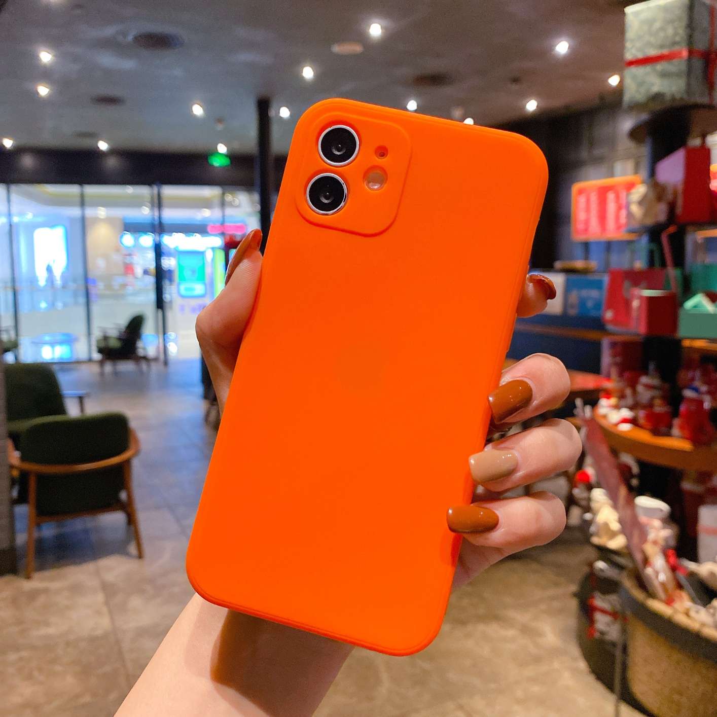 Orange Luxury Soft TPU Silicone Phone Case for iPhone 11 12 13 14 Pro Max Mini Matte Texture Full Camera Protection Cover

