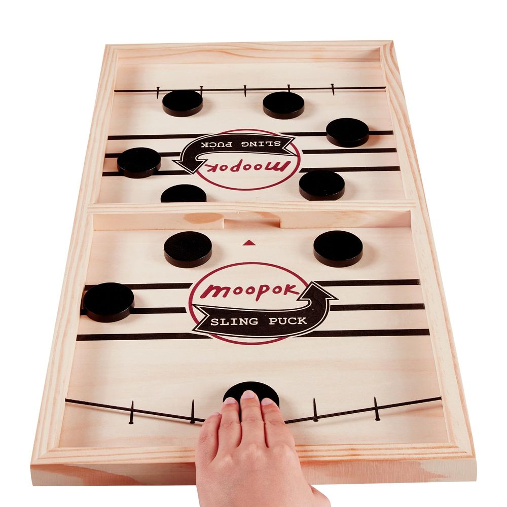 Fast Sling Puck Game - Fast Action Foosball Table Super Winner Wooden Air Hockey Board Game - Desktop Battle Slingshot Game - Fun for Family Game or Party with Friends