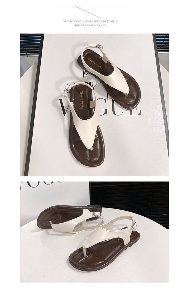 2025 summer new fashion breathable casual shoes buckle personality clip-toe flat shoes low top wear low top sandals