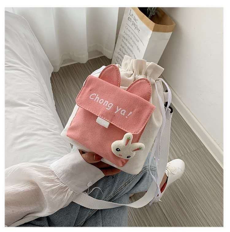 Women Cute Canvas Crossbody Bag, Literary Style Mini Shoulder Handbag, Portable Student Phone Purse for Daily Travel Shopping
