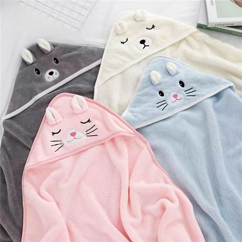 0001 Toddler Baby Hooded Towels Newborn Kids Bathrobe Super Soft Bath Towel Blanket Warm Sleeping Swaddle Wrap for Infant Boys Girls