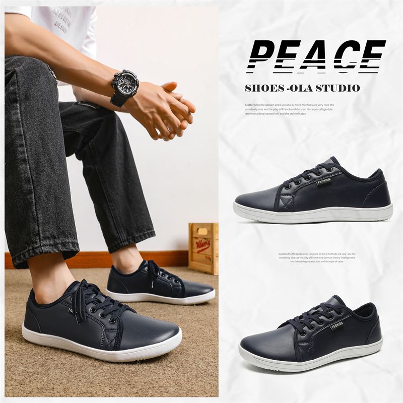 8888-1 Big Size Youth Men Fashion Casual Leather Shoe Male Classic Black Flat Lace Up Shoes Simple British Flats Plus Leisure Footwear