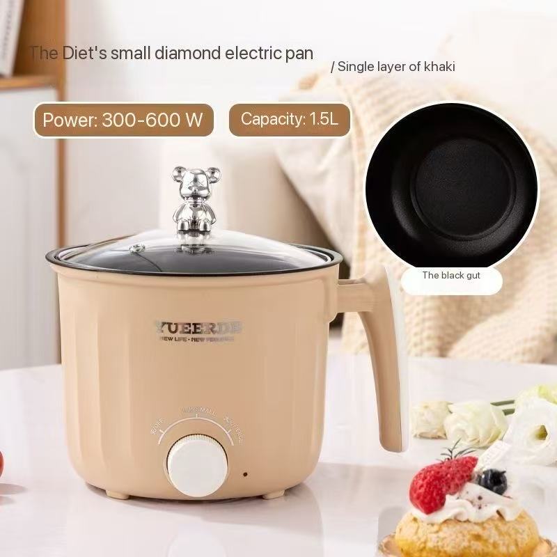 Student Dormitory Multi-function One-piece Electric Cooking Pot Home Use Knob Non-stick Pot Small Instant Noodles Pot Electric Pot