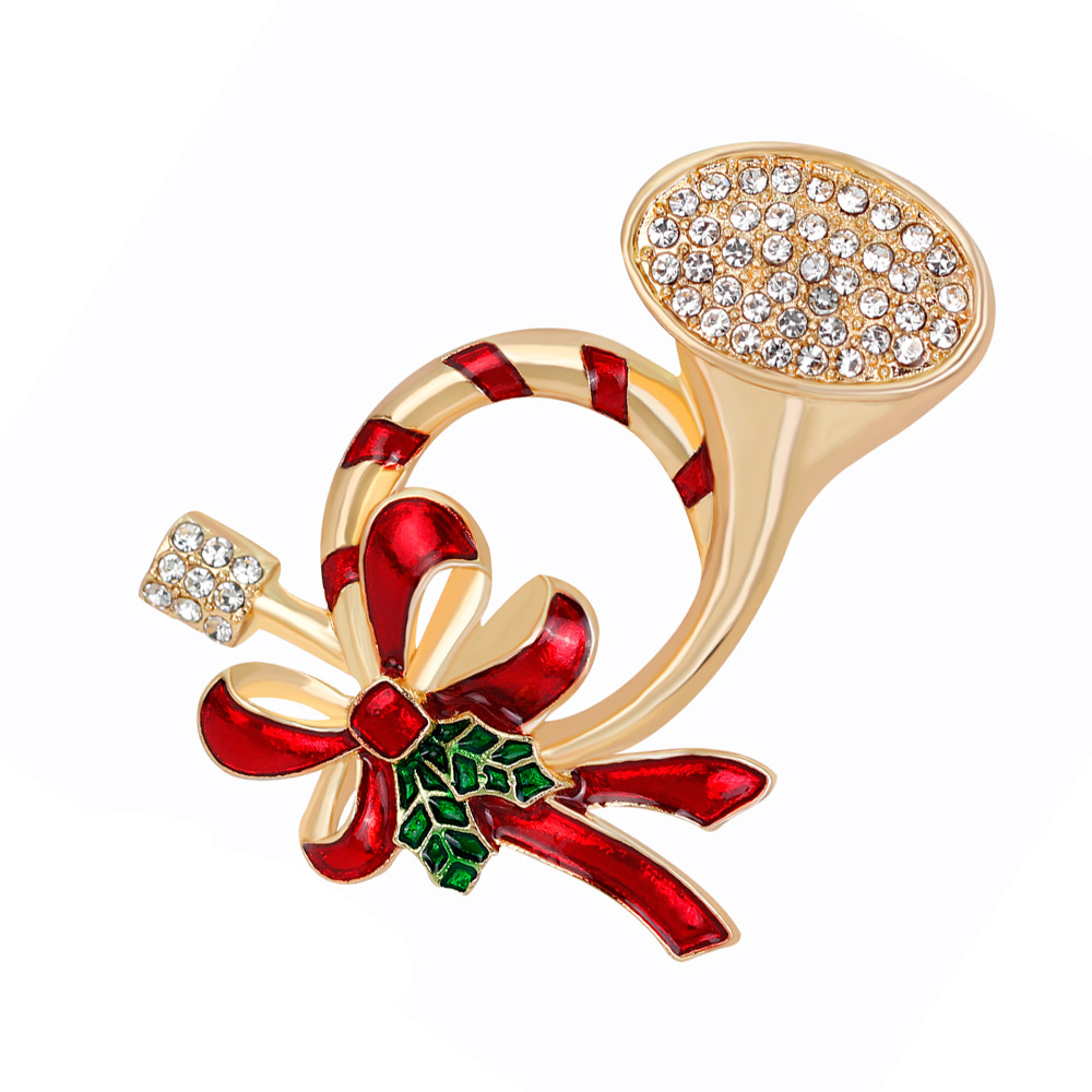 AL176 lady's christmas bow flared brooch diamond-set christmas brooch