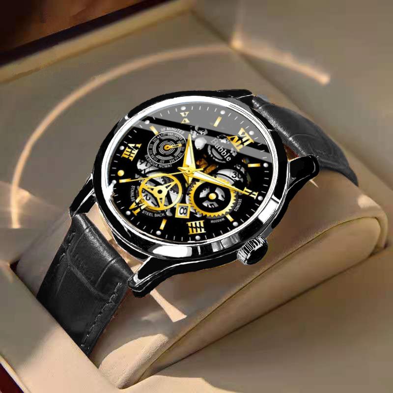 Men's Niche Luminous Waterproof Quartz Watch Circular Hollow Out Wrist Watch