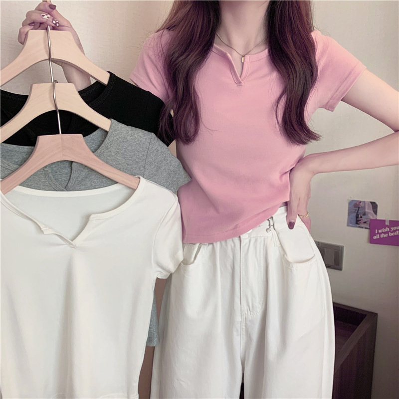 165 Women's Design Sense Slim Casual T-shirt Short Sleeves