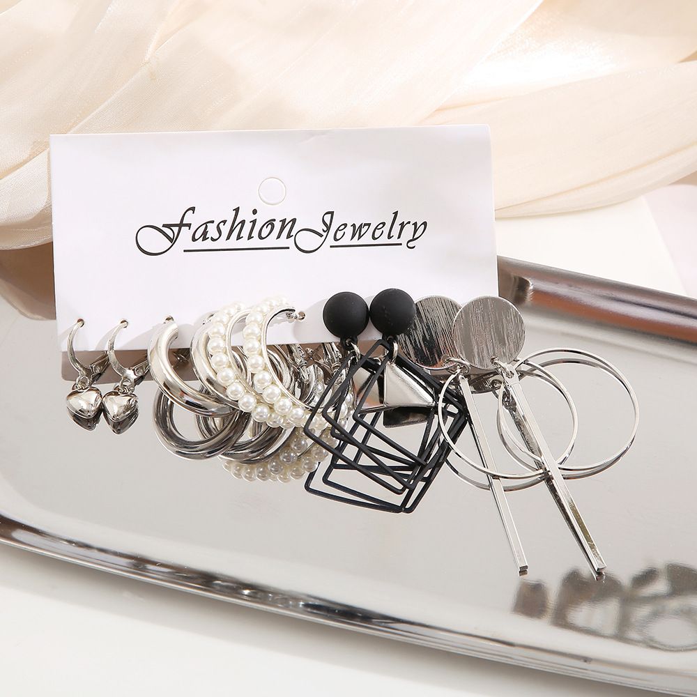 Pearl Silver Color Hoop Earrings Acrylic Dangle Earrings for Women Butterfly Twist Hollow Jewerly Girls Trendy Accessories