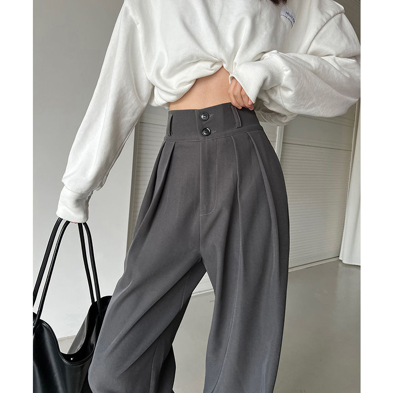 Women's Spring and Autumn High Waist Wide Leg Pants Casual Loose Straight Leg Pants