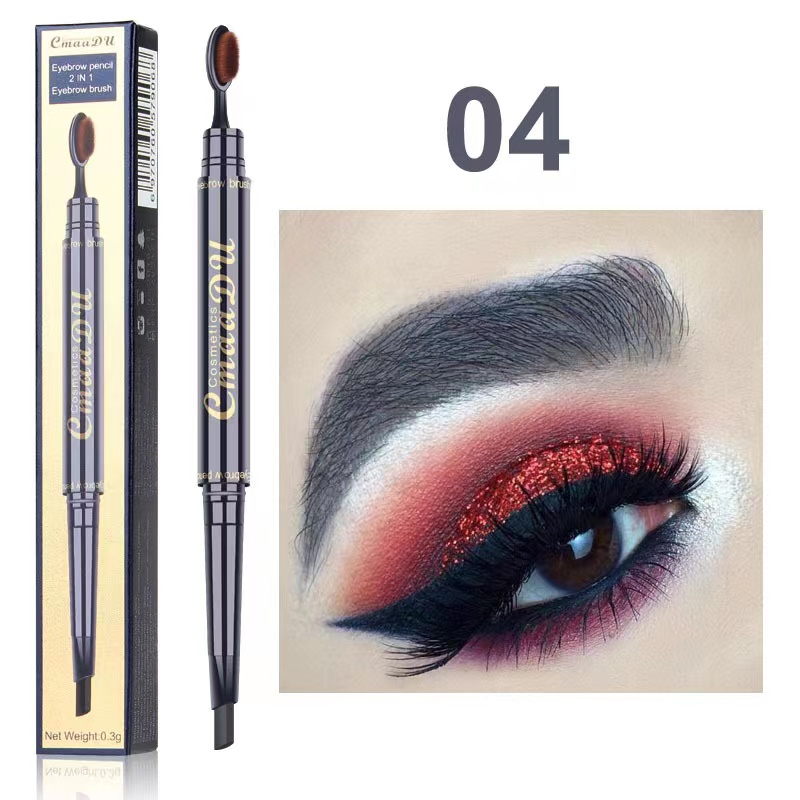 CmaaDu Double Head Waterproof Lasting Pigments Tattoo Eye Brow Pen Eyebrow Pencils with oval Brush Eyes Makeup 5 Colors 
