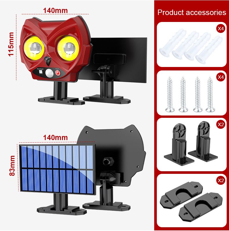 New solar powered lamp, owl lamp, outdoor garden decoration lamp, human body sensing street lamp, courtyard lamp, wall lamp
