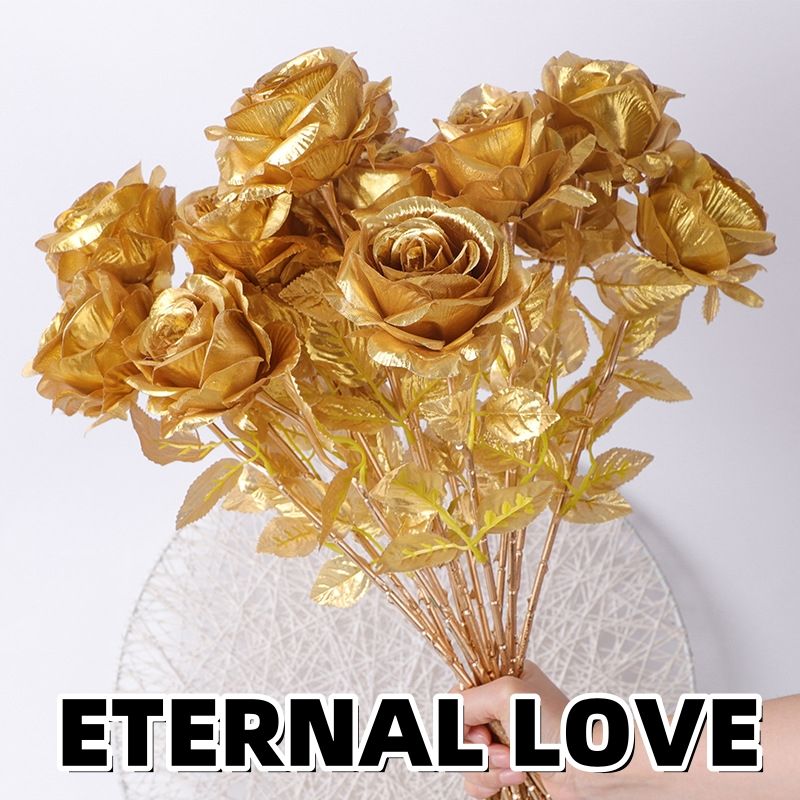 Simulation, Golden Rose, Golden Rose, Scene Decoration CRRSHOP Fake Flowers, Party, Decoration, Flower Arrangement love rose
