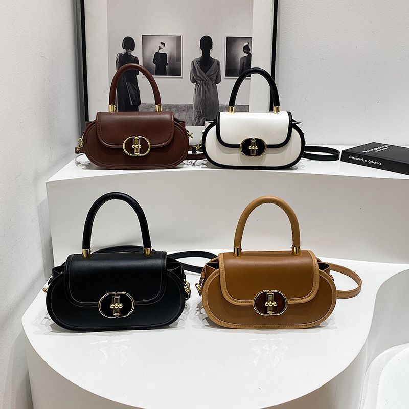 Trendy Unique‑Design Women Crossbody Bag with Apple‑Shape Lock, Fashion Textured Ladies Handbag, Versatile Daily Shoulder Purse for Women

