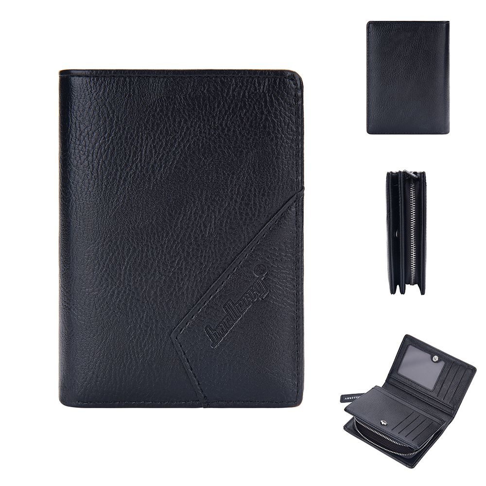 3254 Men's New Texture Short Wallet Multi Card Zipper Wallet