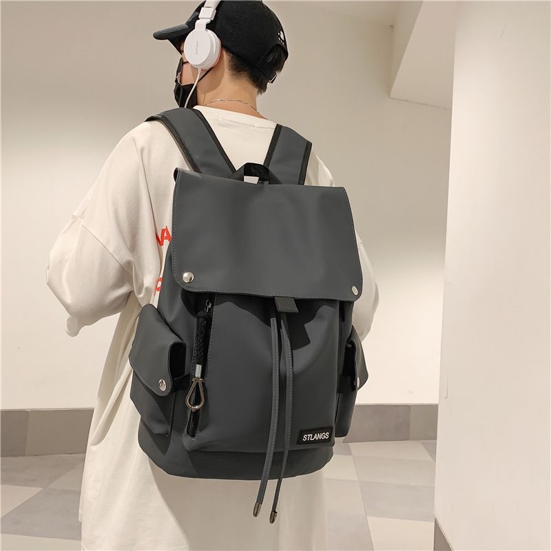 Men's and Women's Fashion Large Capacity Backpack Solid Color Casual Travel Backpack
