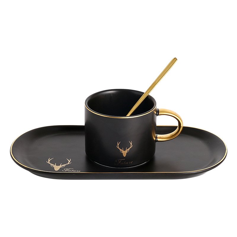 YH1903 Ceramic Mug Set Coffee Cup Saucer Set With Gift Box Milk Breakfast Cup Dessert Plate Coffee Mug
