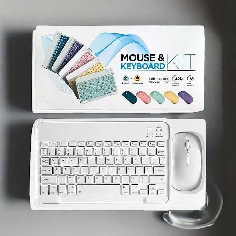 10 Inch Wireless Bluetooth Keyboard and Mouse Set, Compatible with iPad, Huawei, Xiaomi Phones, Tablets and Laptops