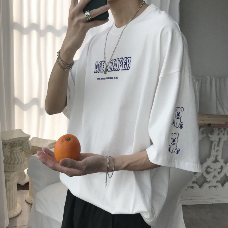 T217 men's print T-shirt cartoon pattern couple short sleeves creative design casual sports style